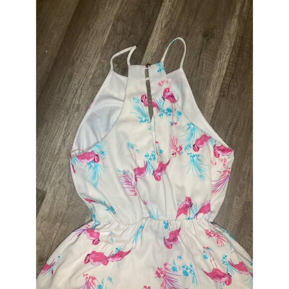 Everly Anthropologie Romper Women Medium Shorts Floral Flamingo Fairy Boho Sexy - Picture 5 of 8